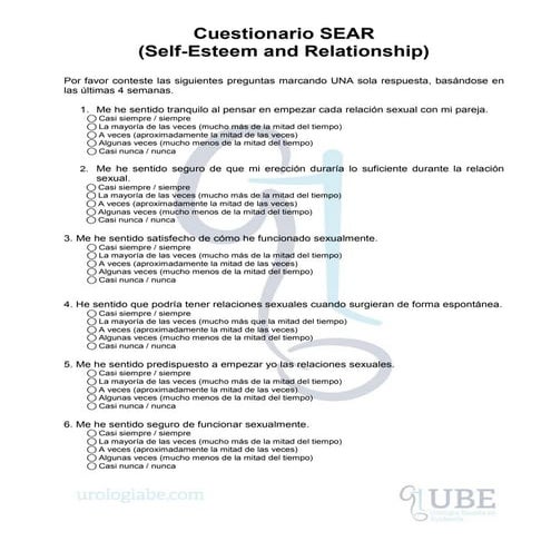 Cuestionario disfuncion erectil - IIEF-5, en Español | PDF