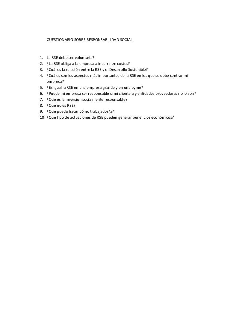 Cuestionario sobre responsabilidad social