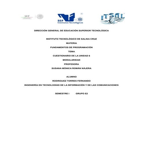 Cuestionario unidad 6