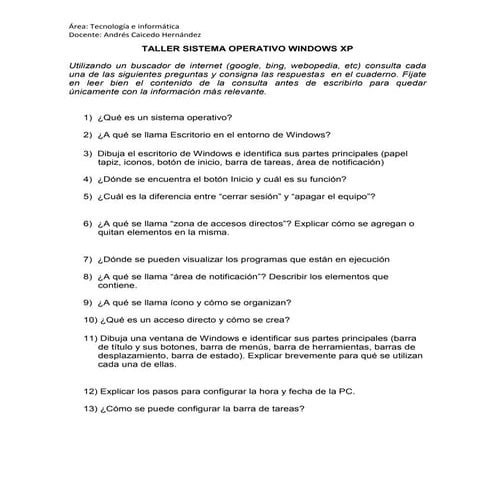 Cuestionario windows