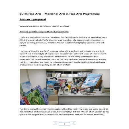 CU Fine Arts - MAFA research proposal 2020