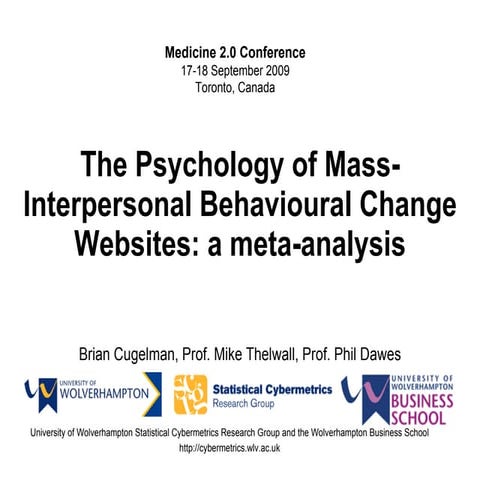 The Psychology of Mass-Interpersonal Behavioural Change Websites: a meta-analysis