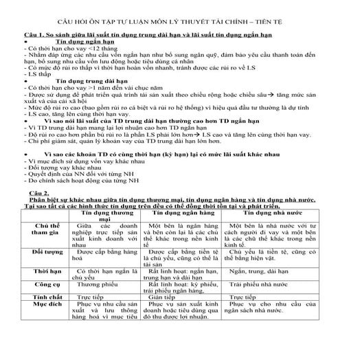 Câu hỏi ôn thi phần tự luận lý thuyết tài chính   tiền tệ (vb2)