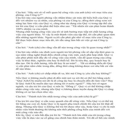 Câu hỏi phong van