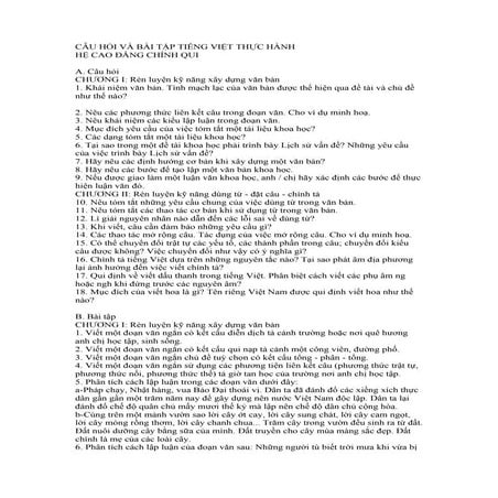 Câu hỏi và bài tập tiếng việt thực hành