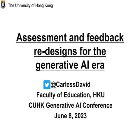 Assessment and feedback re-designs for the generative AI era