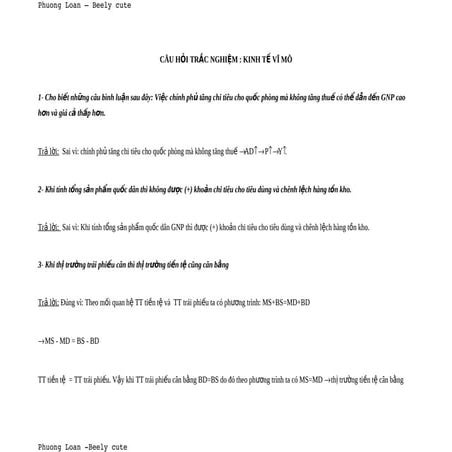 Đề cương ôn tập Kinh Tế Vĩ Mô 1 ĐH Ngoại Thương