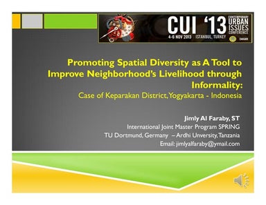 Promoting spatial diversity as a tool to improve neighborhoods livelihood