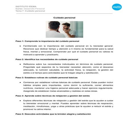 APRENDIENDO SOBRE CUIDADO PERSONAL INDEMA | PDF