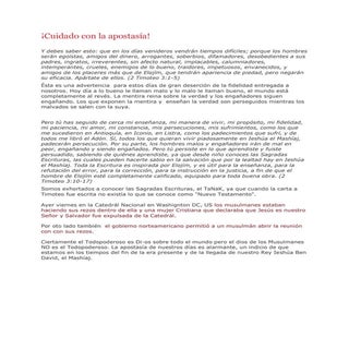 Cuidado con la apostasía