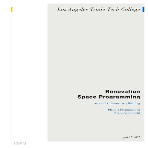Proposal for Renovation of Culinary Arts School at Los Angeles Trade Technica...