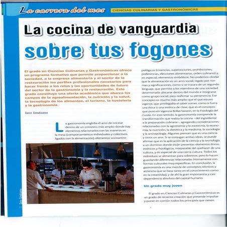 Ciencias Culinarias y Gastronómicass