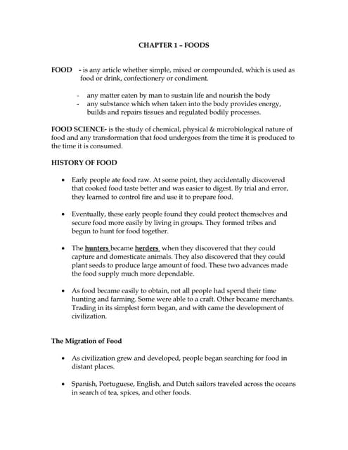 Culinary course outline