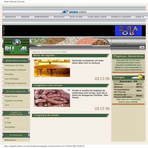 Culinária   receitas do globo rural