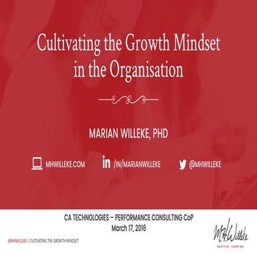 Cultivating the Growth Mindset in the Organisation