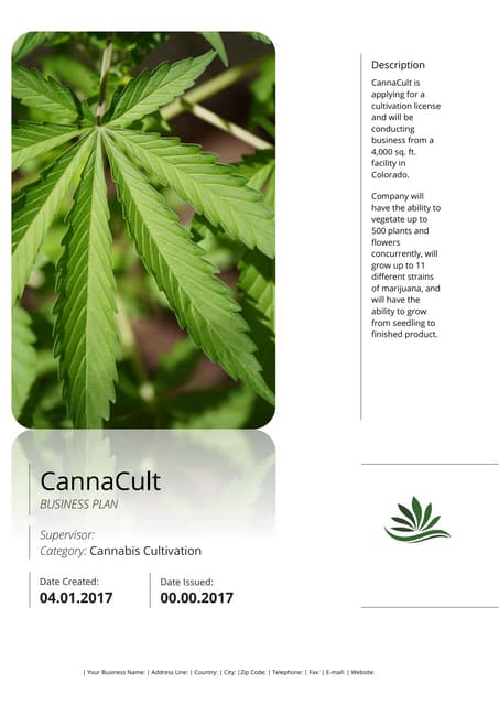 Business Plan Sample for a Cannabis...