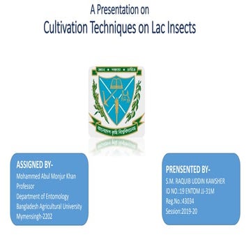 Cultivation techniques of lac insects