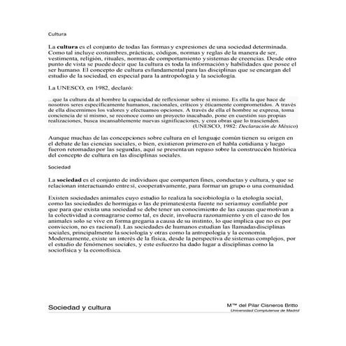 Cultura Y Sociedad