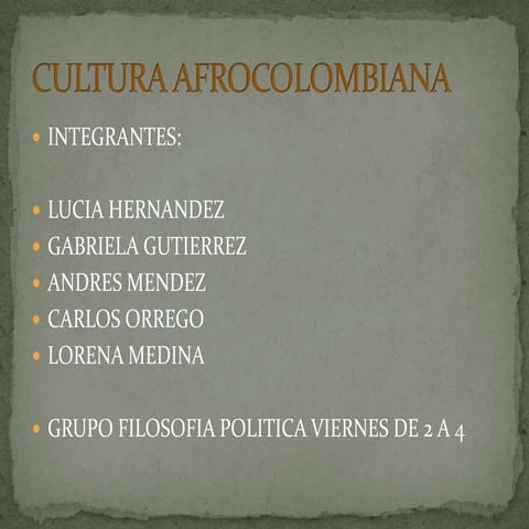 Cultura afrocolombiana filosofia