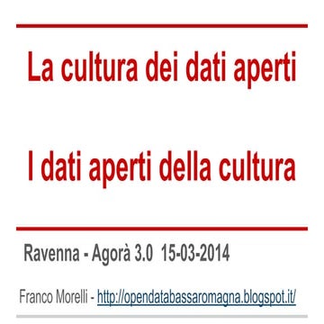 Cultura dei dati aperti, dati aperti della cultura