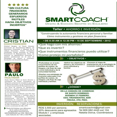 TALLER Cultura financiera II. ahorro e inversión SmartCoach 15 septiembre 2012