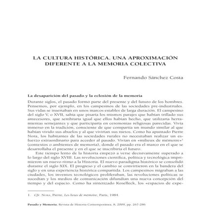 La cultura histórica: una aproximación diferente a la memoria colectiva