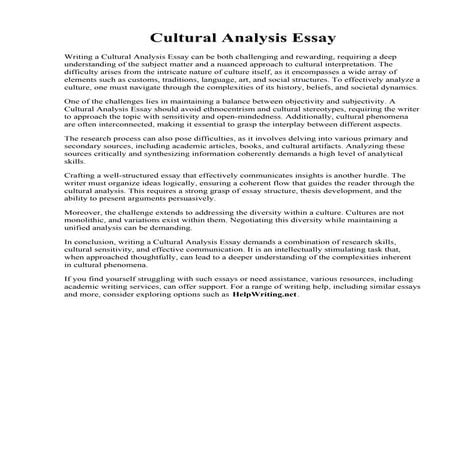Cultural Analysis Essay. Cultural Analysis Assignment Example  Topics and Well Written Essays ...