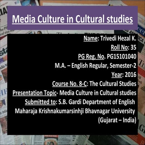 Media culture in Cultural studies