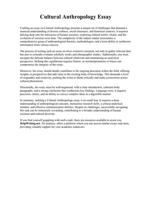 Cultural Anthropology Essay Pdf Cultural Anthropology Essay Pdf