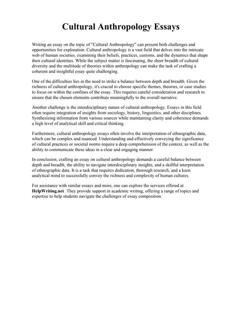 Cultural Anthropology Essay Pdf Cultural Anthropology Essay Pdf
