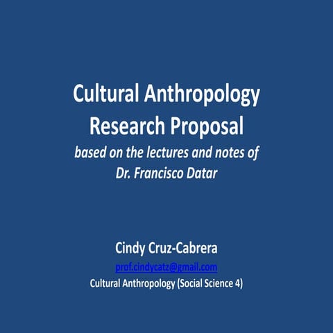 Cultural Anthropology Research Proposal