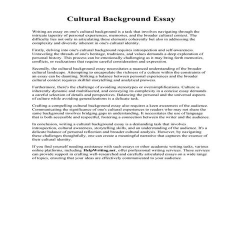 Cultural Background Essay. Hodges University