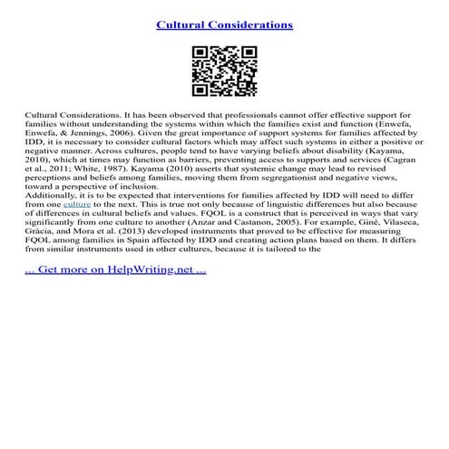 Cultural Considerations