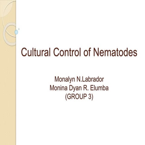Cultural Control of Nematodes