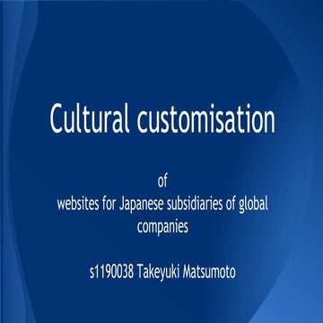 Cultural Customisation