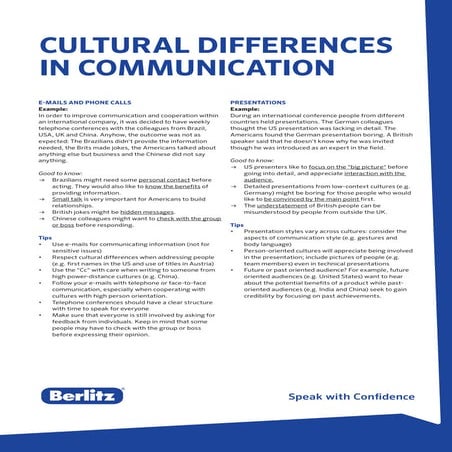 Berlitz Tip - Cultural Differences in Communication