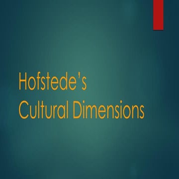 Cultural dimensions   hofstede