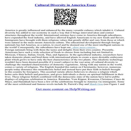 Cultural Diversity Essay | PDF