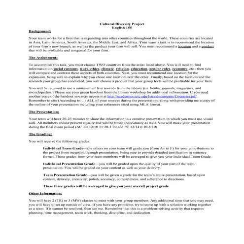 Cultural Diversity Project