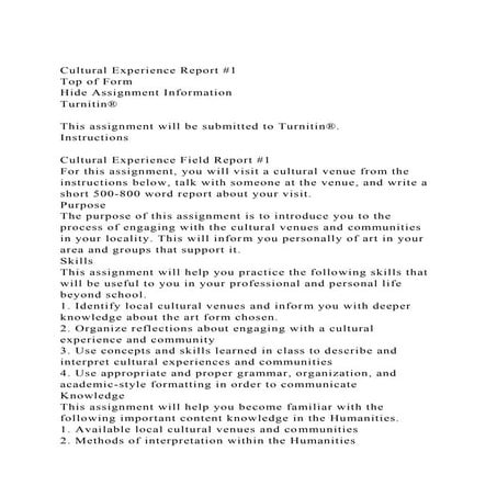 Signature Assignment Virtual Field Trip Reflection Paper .docx