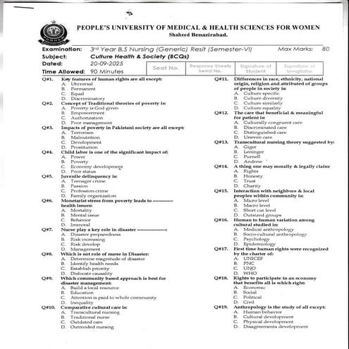 cultural health society resit MCQs. 2025 pdf | PDF