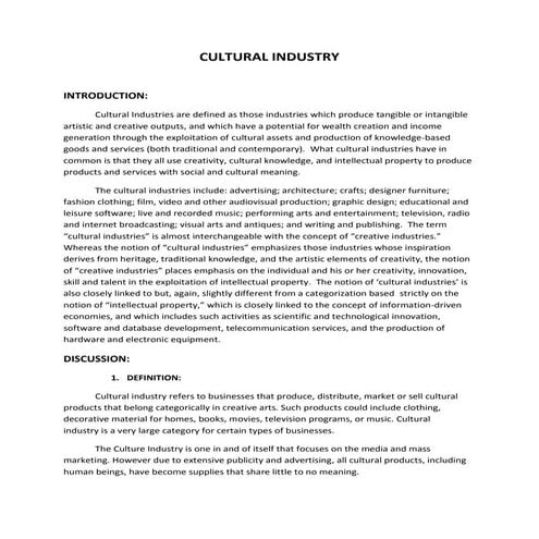 Cultural Industry