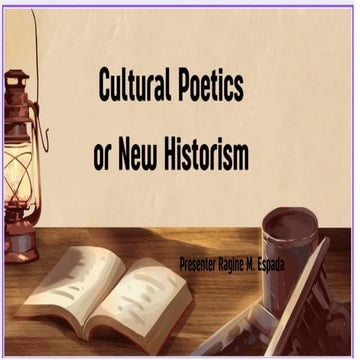 Cultural Poetics or New Historian report