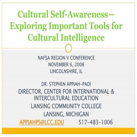 Cultural Self Awareness Tools   Suml