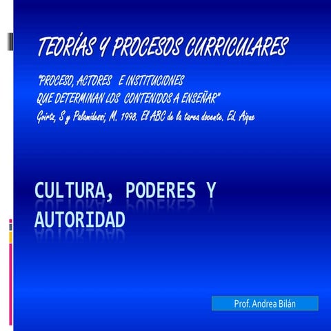 Cultura, Poder Y Autoridad