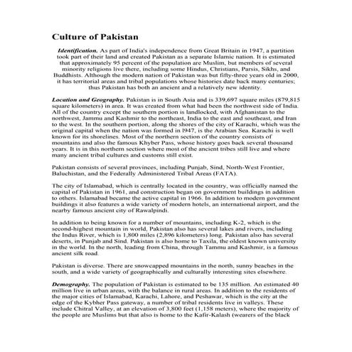 Culture Of Pakistan | DOC