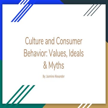 Undergraduate MRKT 443: Consumer Behavior (Culture and Consumer Behavior: Val...