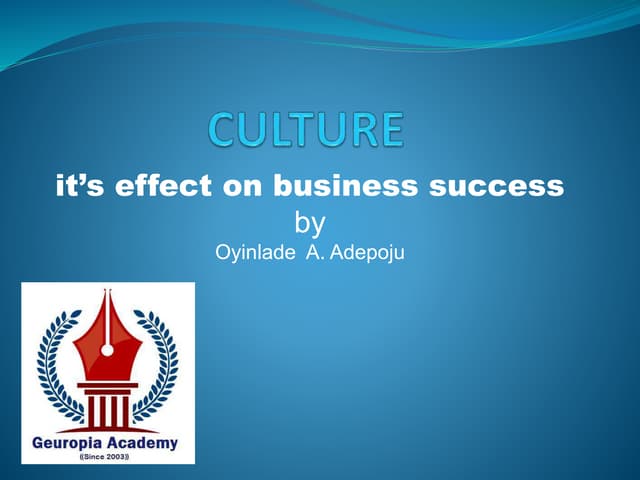 Culture and its effect on business success
