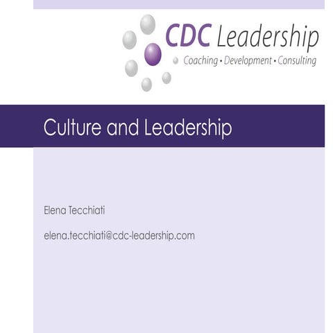 Culture and leadership cdc 