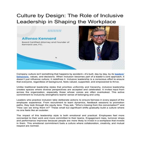 Culture by Design_ The Role of Inclusive Leadership in Shaping the ...